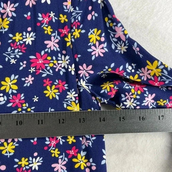 Sergent Major Dress Sz 146cm 11Y A-Line Floral Button Front Ruffled Pleated Blue - Picture 12 of 13